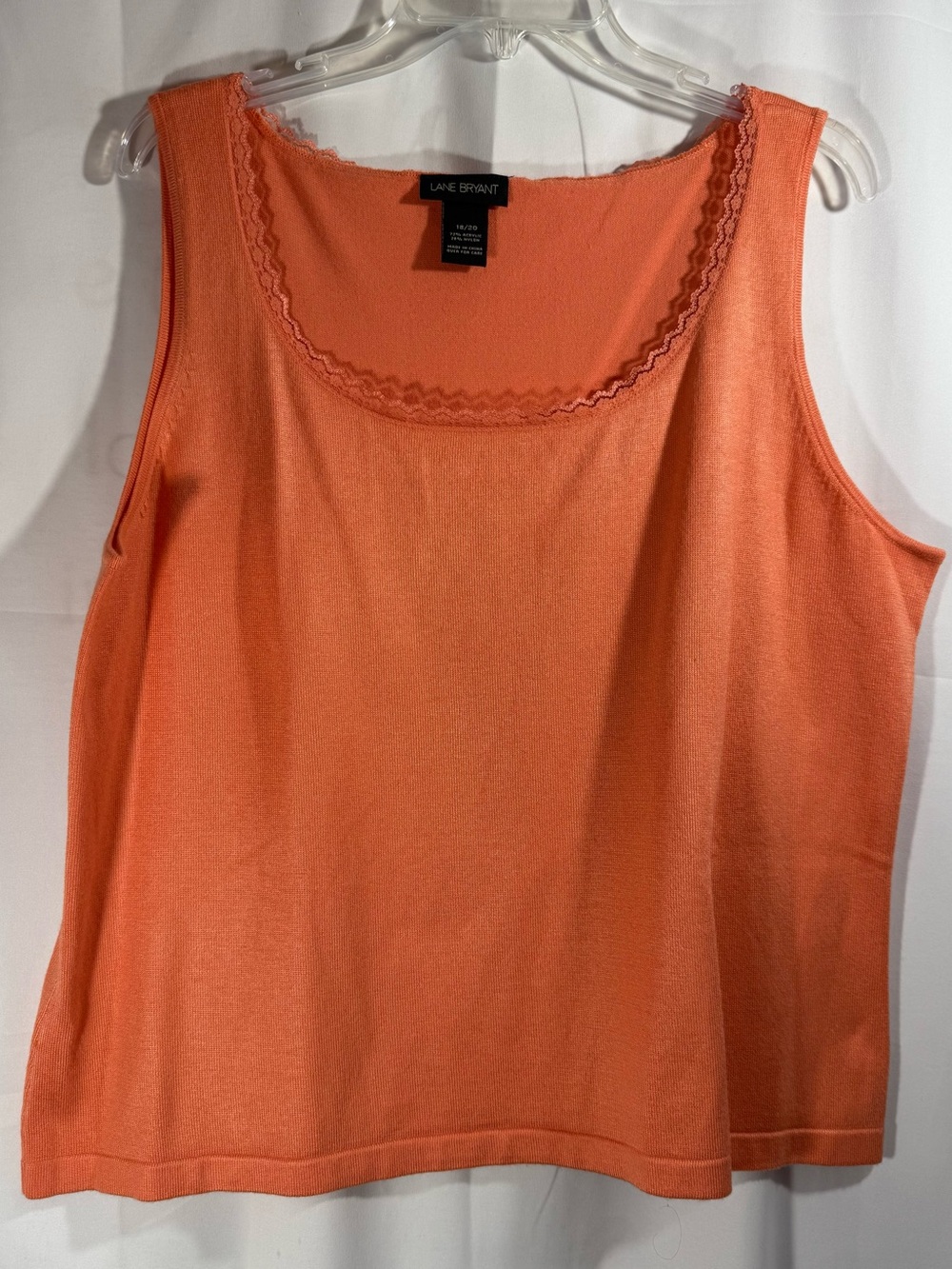 Lane Bryant Orange Lace-Trim Sleeveless Tank Size 18/20